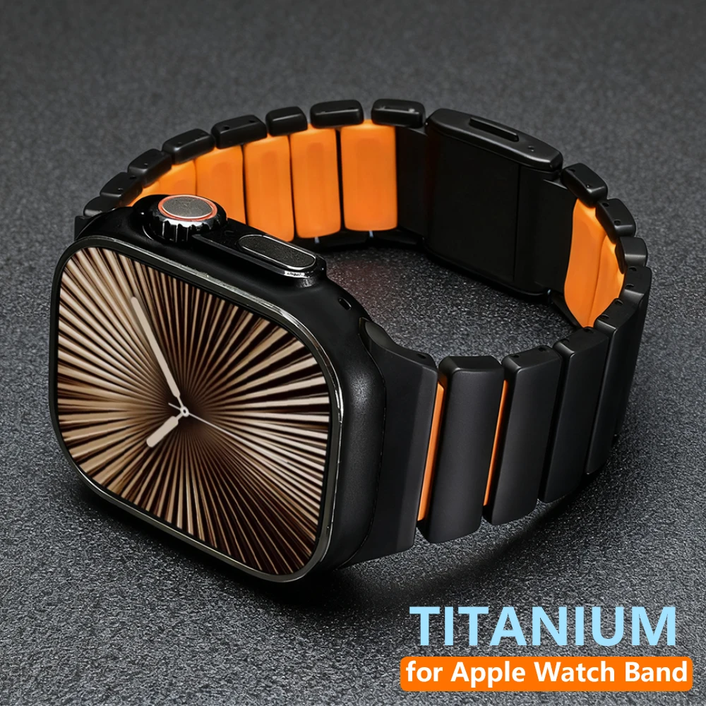 التيتانيوم الفرقة ل أبل ساعة Ultra3 2 49 مللي متر سلسلة 11 10 46 مللي متر الرجال سوار معدني ل Iwatch 9 8 7 45 مللي متر 5 6 SE3 44 مللي متر شريط مطاطي #1