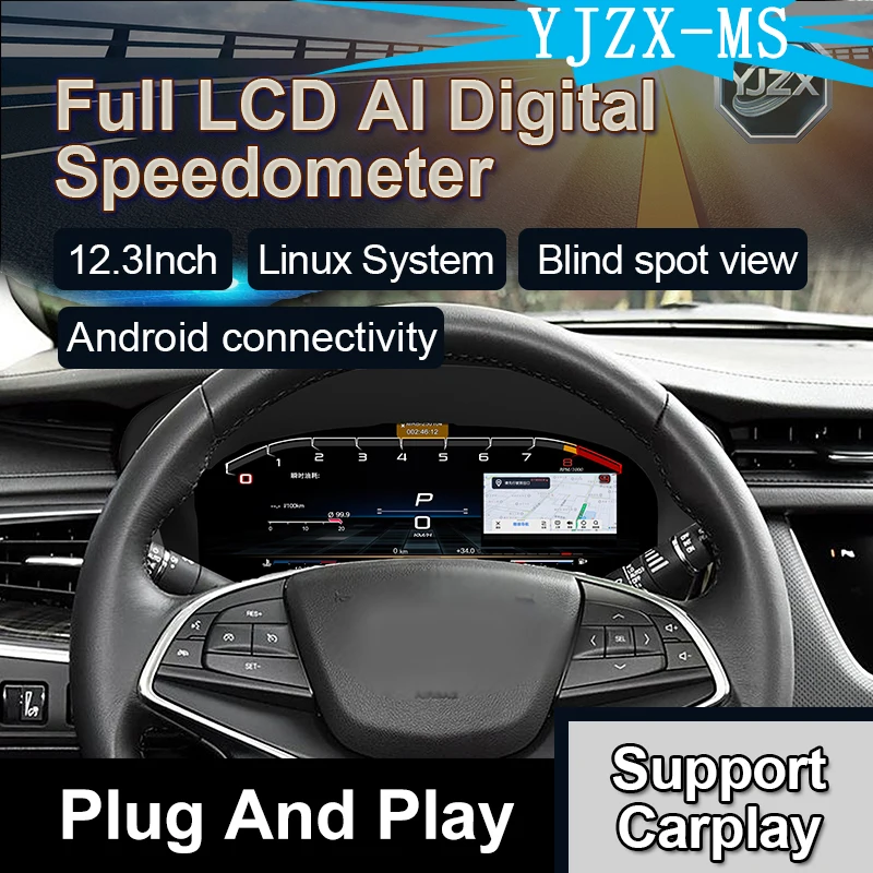 

Цифровая приборная панель MS для Cadillac XT5 2016-2019, 12,3-дюймовый ЖК-дисплей с CarPlay и Android Auto