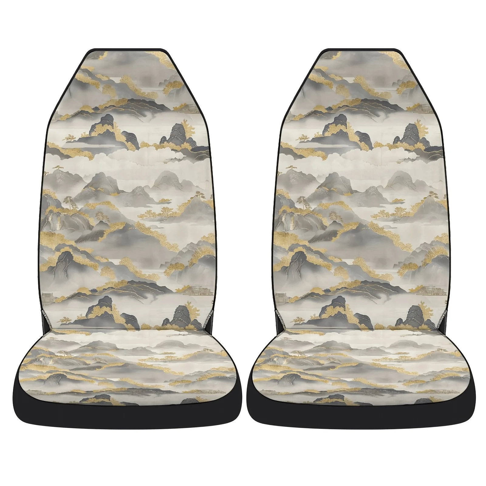 

Set Of 2 Natural Mountain Cloud Murals, Light Luxury Style Printed Car Single Covers.