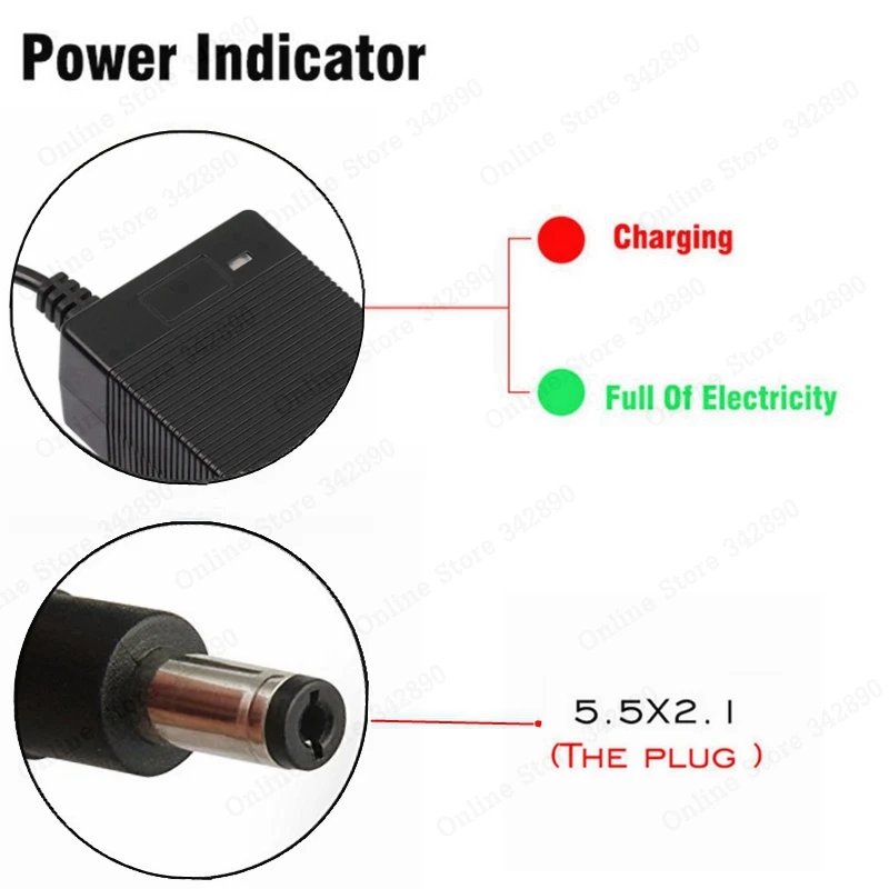 37.8V 2A Polymer Lithium Battery Charger for 9S Li-ion Battery Pack DC5525 Portable Charger