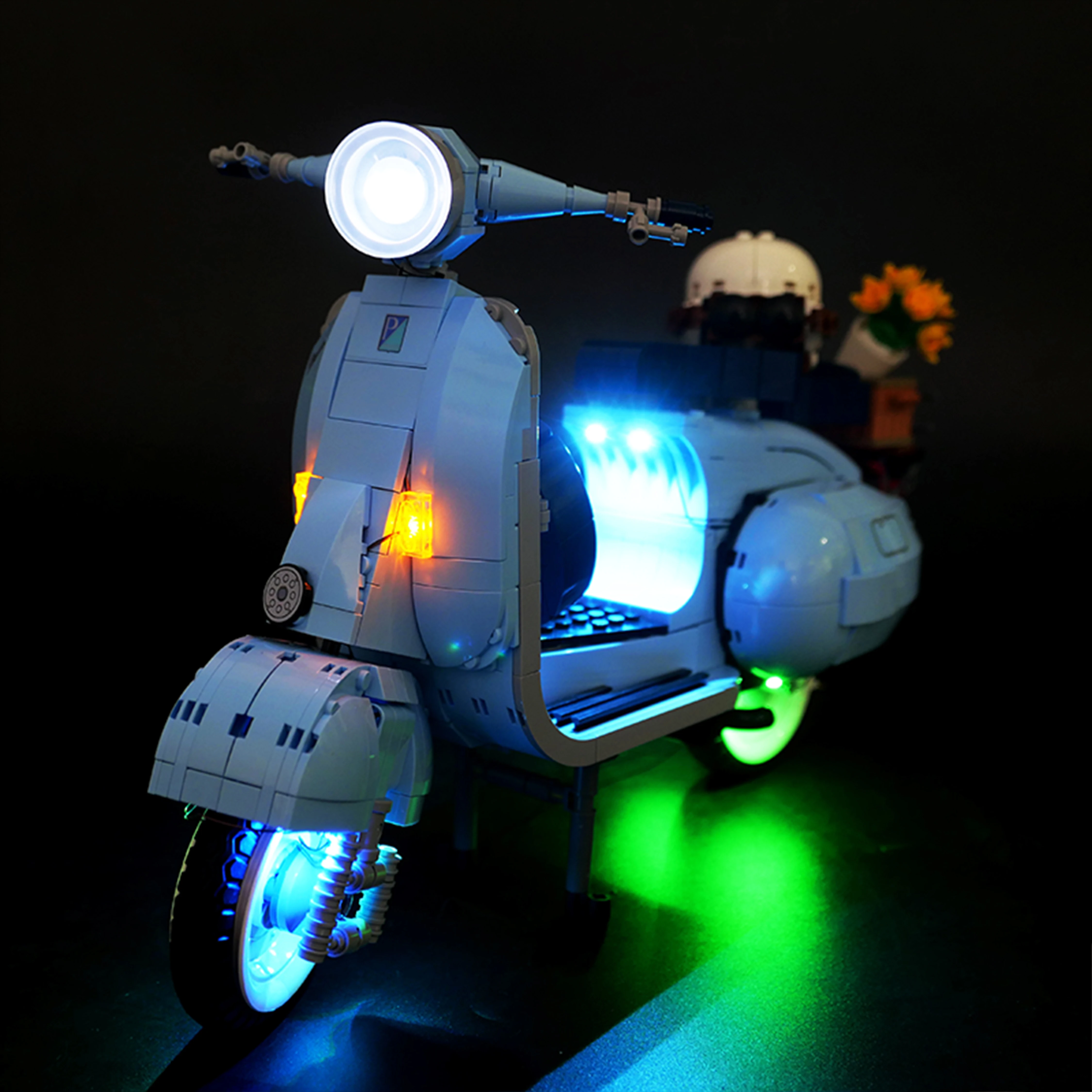 DIY LED Light Kit for 10298 Scooter Motorcycle Building Block Model Remote Control Lighting Set Compatible Display Lights Only