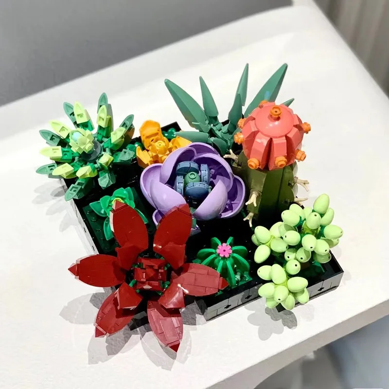 

Creative 771PCS Succulent Flower Bouquets Building Blocks Bonsai Bricks Home Decor Plant Assemble Bricks Toy Gift For Adult Girl