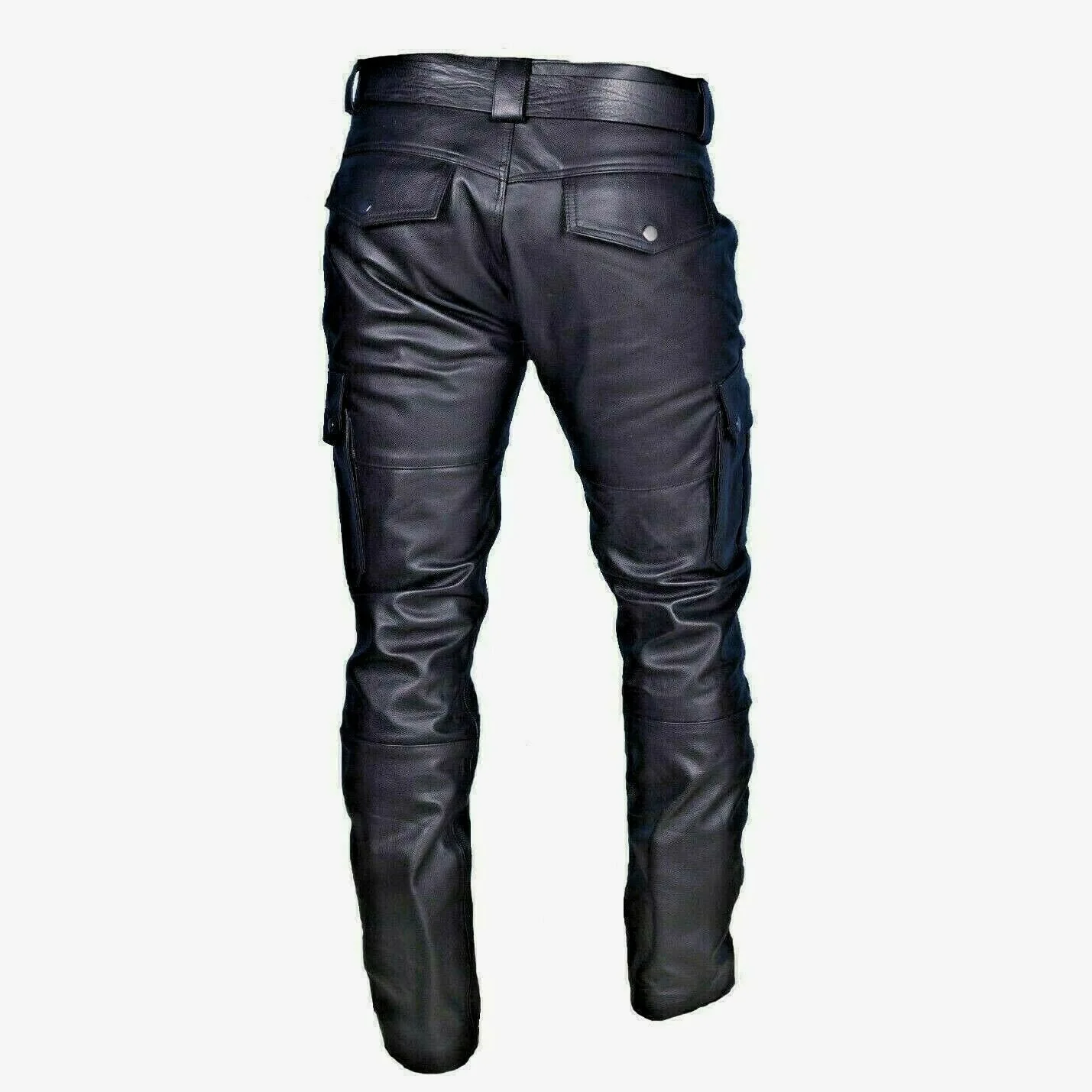 2026 Herren PU-Lederhose Slim Fit Casual Biker-Hose mit Gürtel Mehrere Taschen Streetwear-Hose Herbst Winter Übergröße XS-5XL – Detail 12