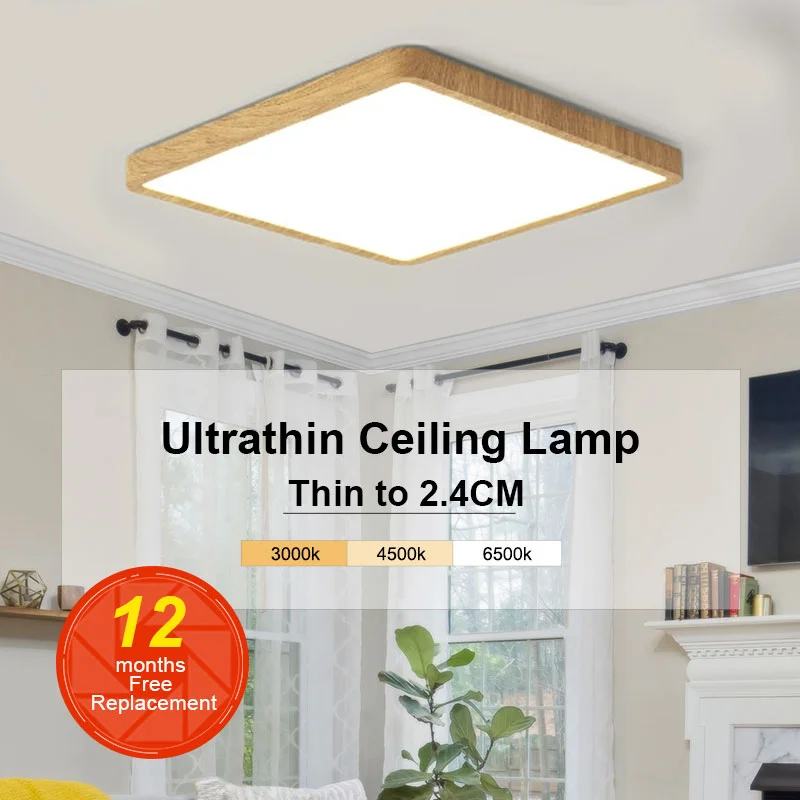 

New Square Led ceiling lamp 2.4 cm Ultra Thin for bedroom lighting Neutral cold warm CCT 24W/36W led ceiling light living room