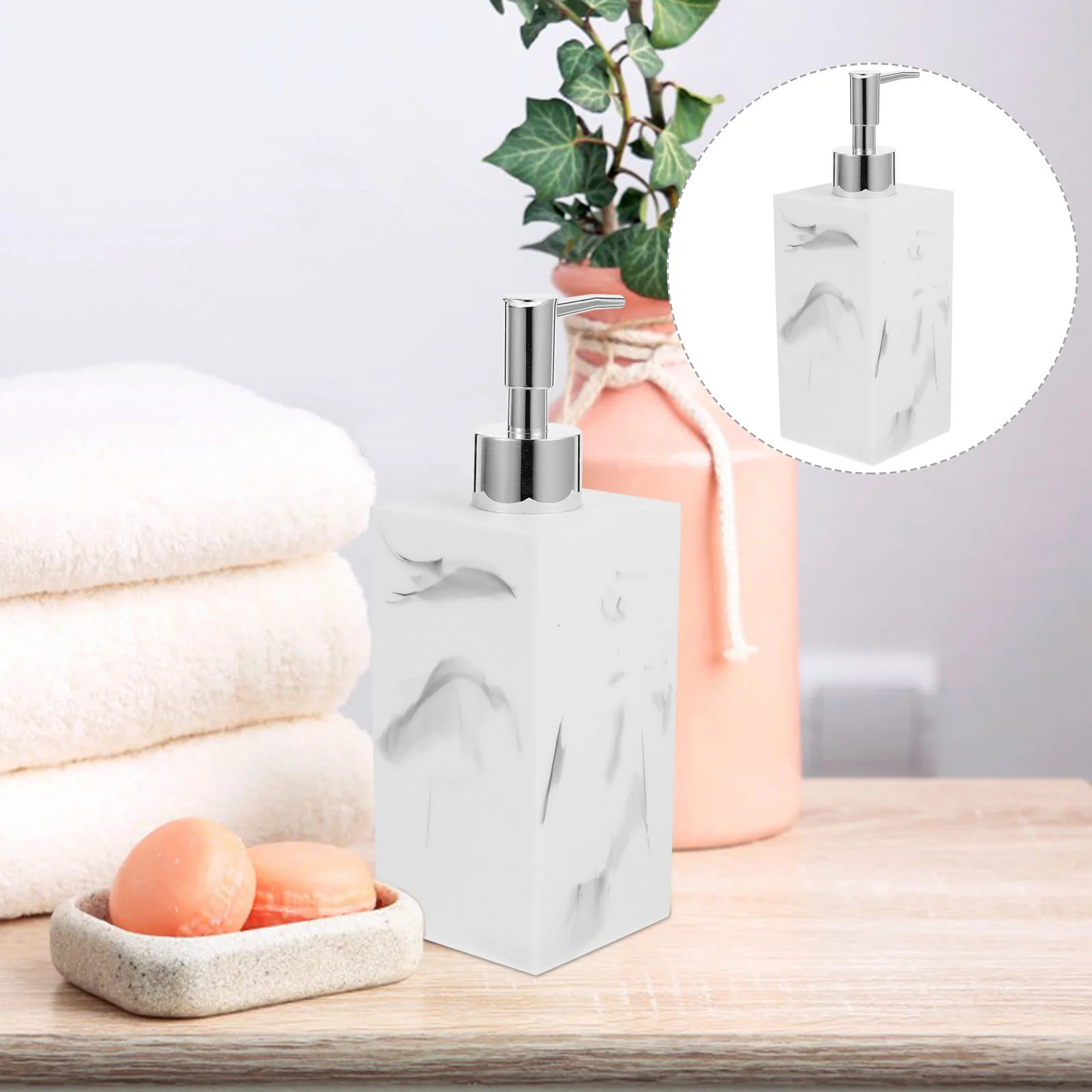 

Automatic Foam Soap Dispenser Imitation Marble Pump Bottle Hand Kitchen Bathroom Decoration Lotion White