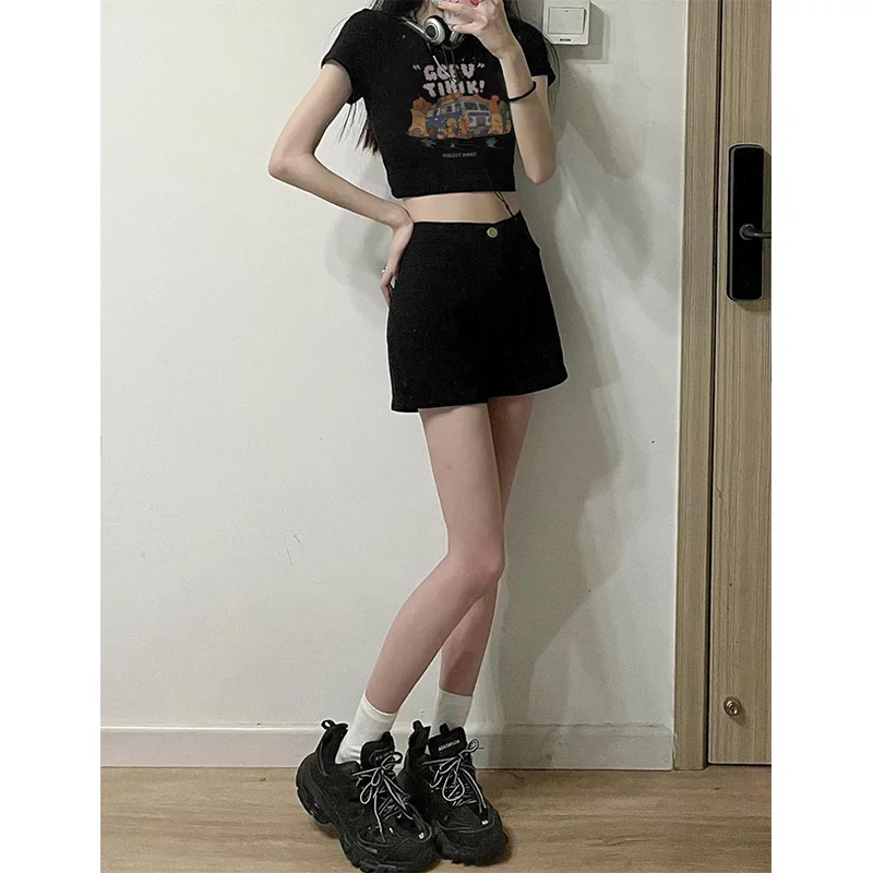 T-shirt americana retrò ort Sve Bla da donna Design dimagrante Sensuale ort Sle Pure Desire Top per donna