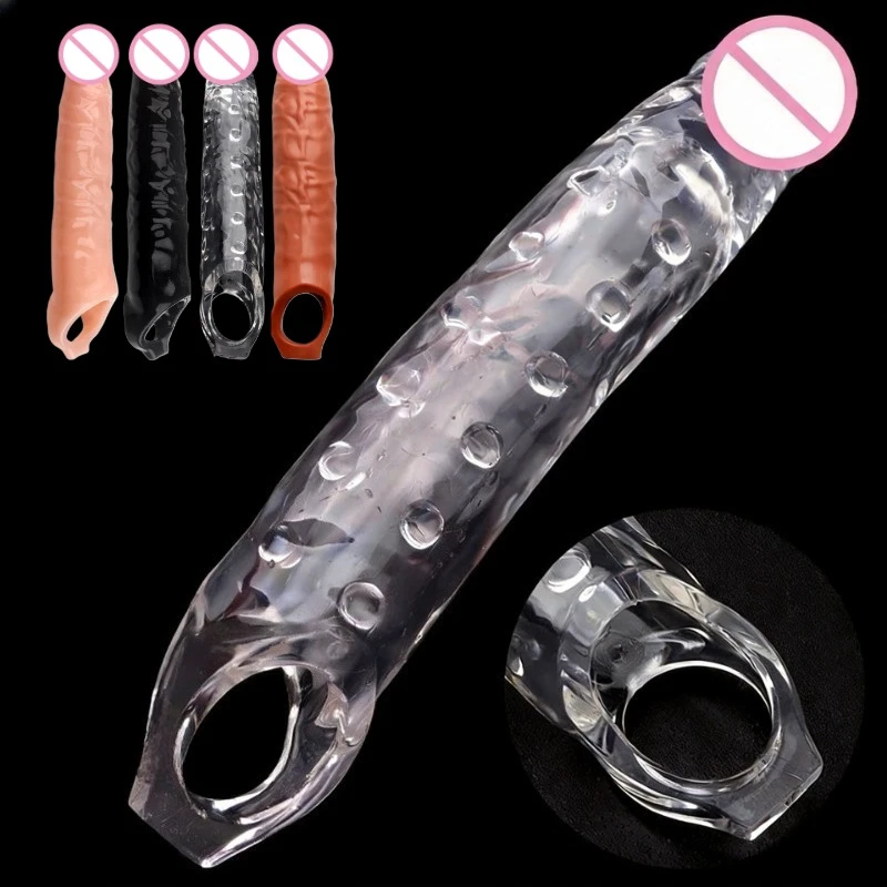 28cm Super Size Big Penis Sleeve Penis Extender 6cm Penis Enlargement Reusable Condom Sex Toys for Men Delay Ejaculation