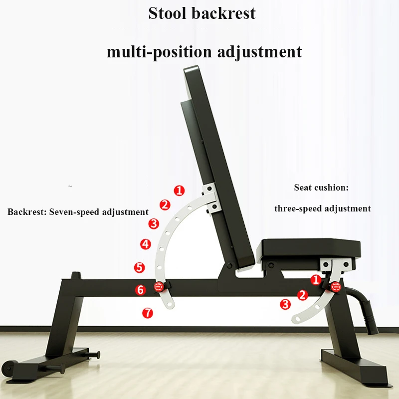 High Load-Bearing Dumbbell Stool, Thickened Steel Pipe, Adjustable Height, Comprehensive Fitness Chair