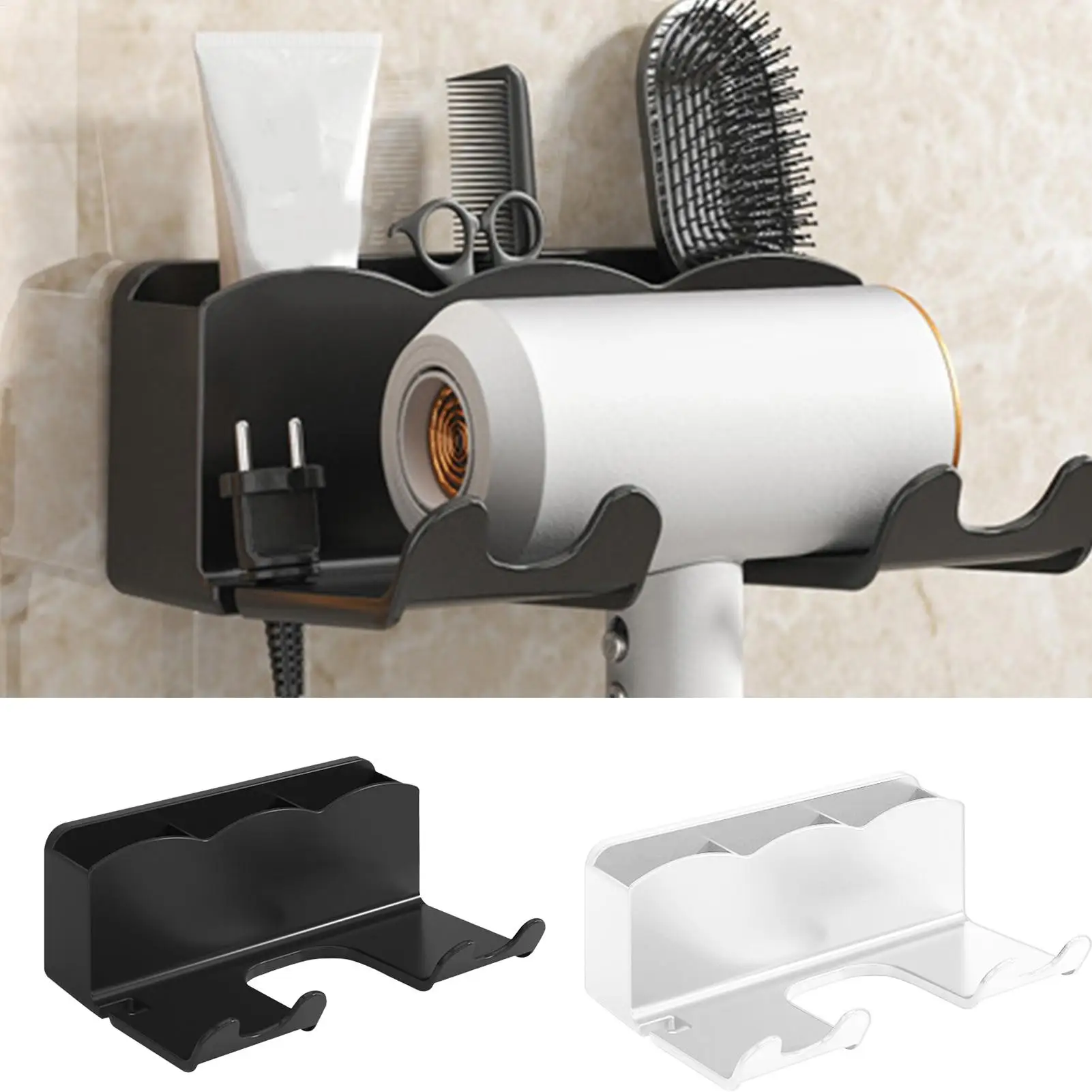 Aufbewahrungsregal für Haartrockner, Wandmontage, Haarglätter-Halter, Badezimmer- und Toiletten-Aufbewahrungsregal, Wandmontage