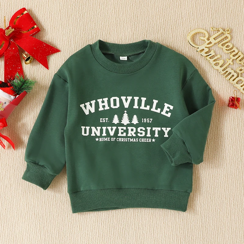 Lioraitiin 0-5Y  Toddler Girls Boys Christmas T Shirts Letter Printed Long Sleeve Pullover Autumn Sweatshirt