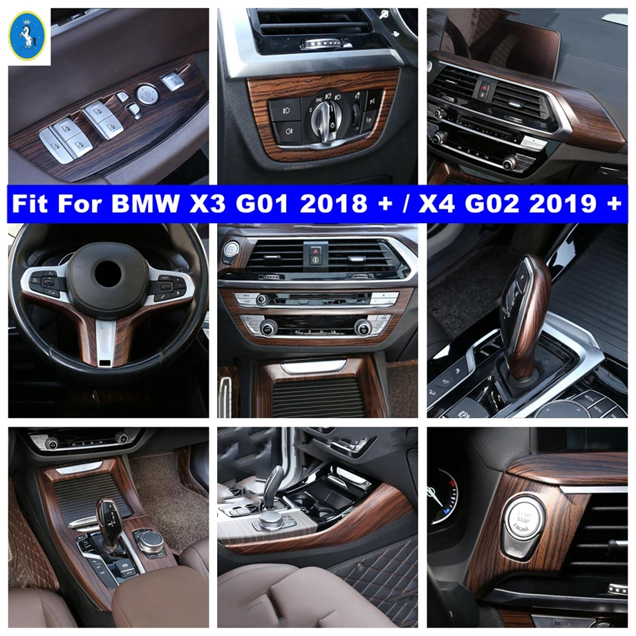 

Wood Grain Look Car Lift Button Gear Box Air AC Lights Control Panel Cover Trim For BMW X3 G01 2018 - 2022 / X4 G02 2019 - 2022