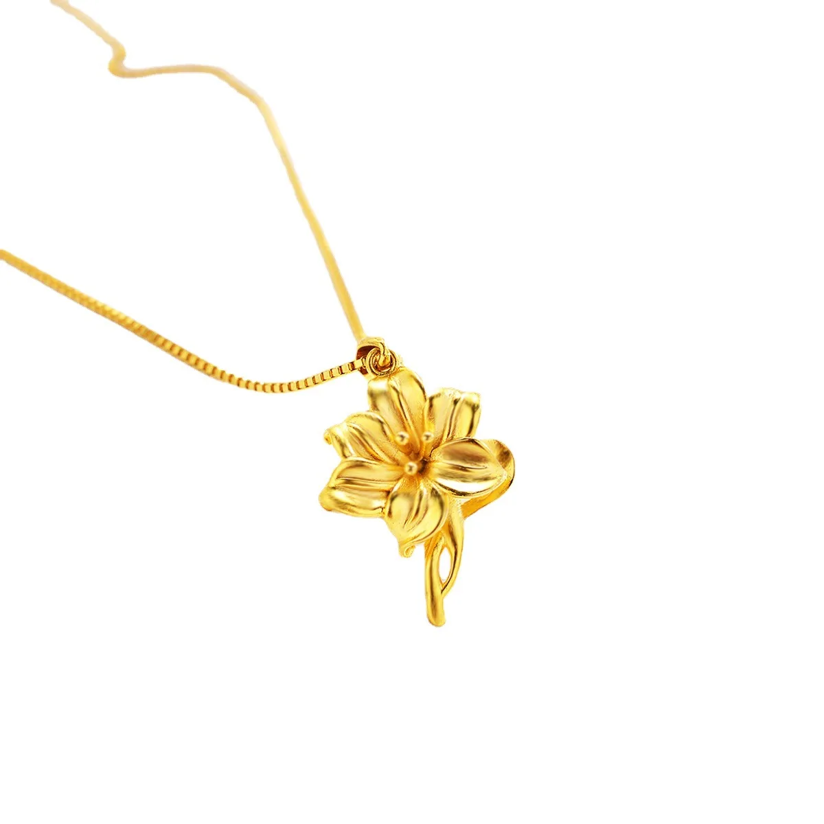 18K Gold Sand Fortune Flower Pendant - Non-Fading Necklace for Men & Women, Trendy Gift for Birthdays or Anniversaries