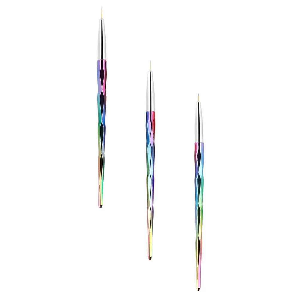 3pcs 아트 펜 세트 DIY 네일 디자인을위한 경량 매니큐어 도구 휴대용 네일 아트 페인팅 도구 액세서리 살롱 사용
