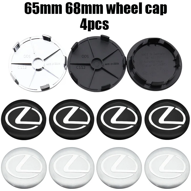 4pcs 65mm 68mm Lexus logo 3D car emblem Wheel Center Hub Cap auto Rim refit dust-proof badge covers sticker styling accessories