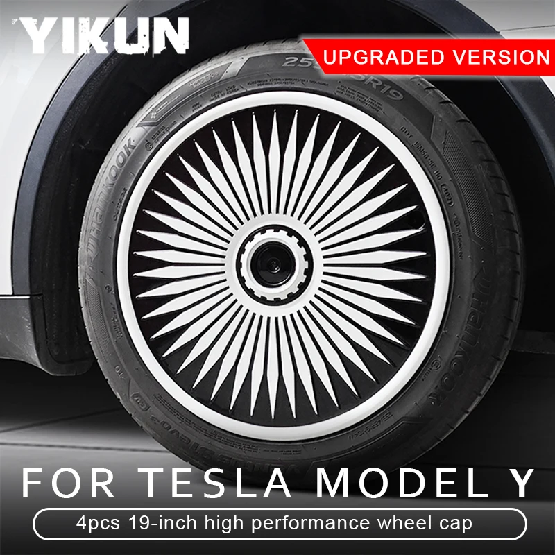 4PCS HubCap for Tesla Model Y 19 Inch Wheel Caps Performance Automobile Replacemen Hub cap Full Rim Cover Accessories 2018-2024