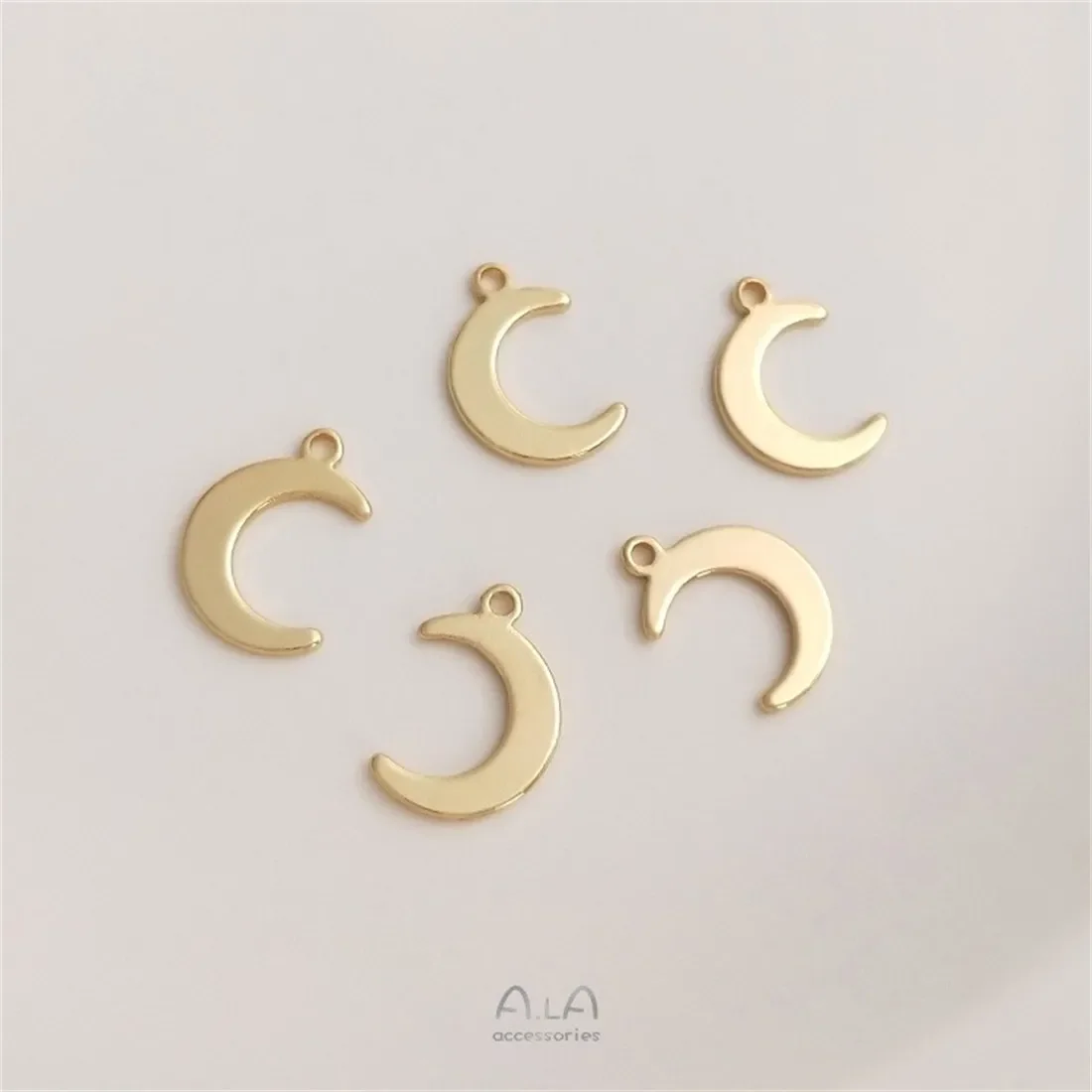 Copper Wrapped 14K Genuine Gold Accessory, Moon Pentagonal Star Small Pendant, DIY Handmade Headpiece, Earring, Small Pendant