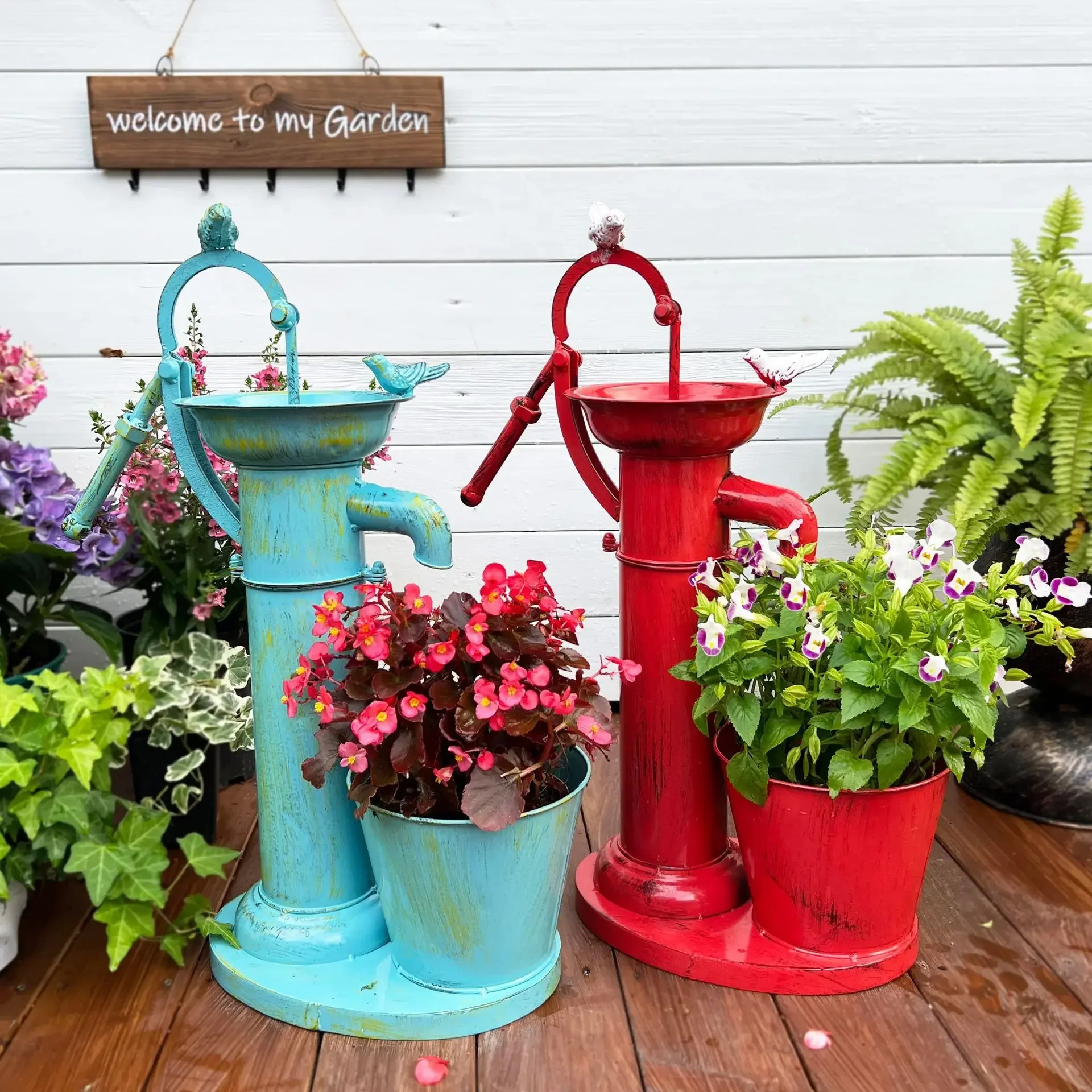 A13 Flower Pot Outdoor Flower Ware Courtyard Balcony Landscaping Arrangement Creative Outdoor Garden Ornament Wrought Iron Frame