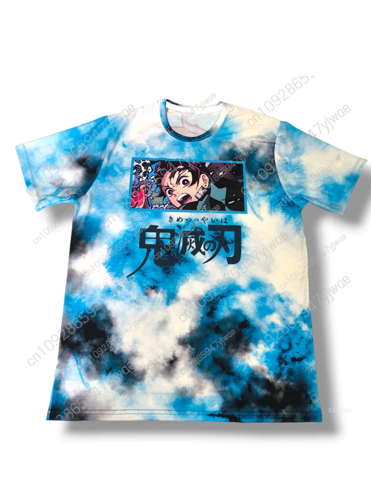 أنيمي شيطان القاتل تأثيري حلي Tanjirou و Nezuko ثلاثية الأبعاد مطبوعة التعادل صبغ قصيرة الأكمام للأطفال التجفيف السريع تي شيرت الكبار