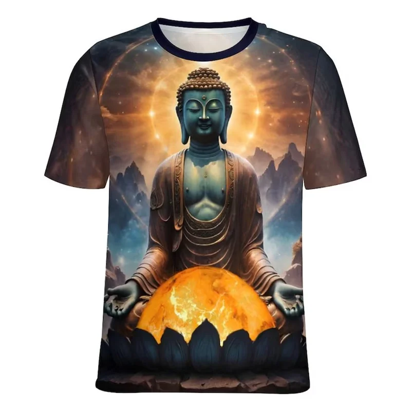 Buddhist Buddha Sakyamuni 3D Printed T Shirt Founder Of Buddhism Graphic Short Sleeve T Shirts Vintage Casual Mens Clothing Tees