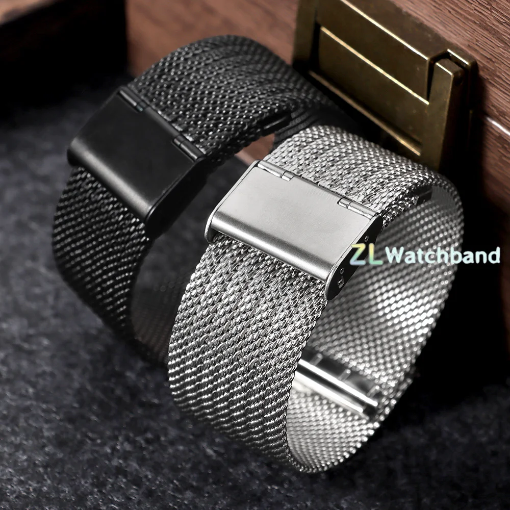 Image of 0,6 Mesh Uhrenarmband mit Schnellverschluss, Milanaise-Ersatzband 18mm 20mm 22mm für Herren und Damen, Edelstahl-Armband