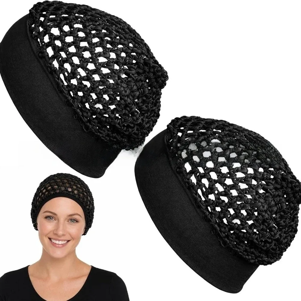 Breathable Crochet Mesh Hair Net Hollow Out Mesh Wig Cap Ultra-Wide Band Stretchy Sleep Cap Daily Hairdressing