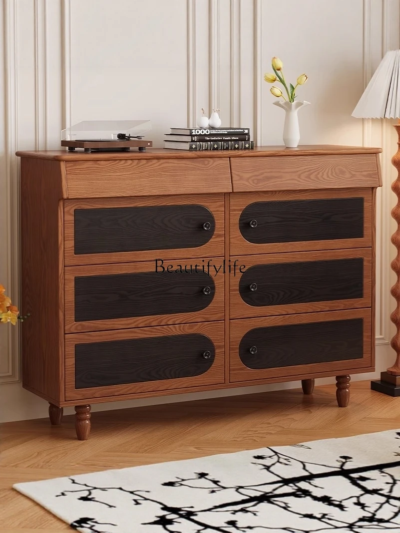 

Medieval solid wood shoe cabinet, home entrance entrance entrance foyer storage locker