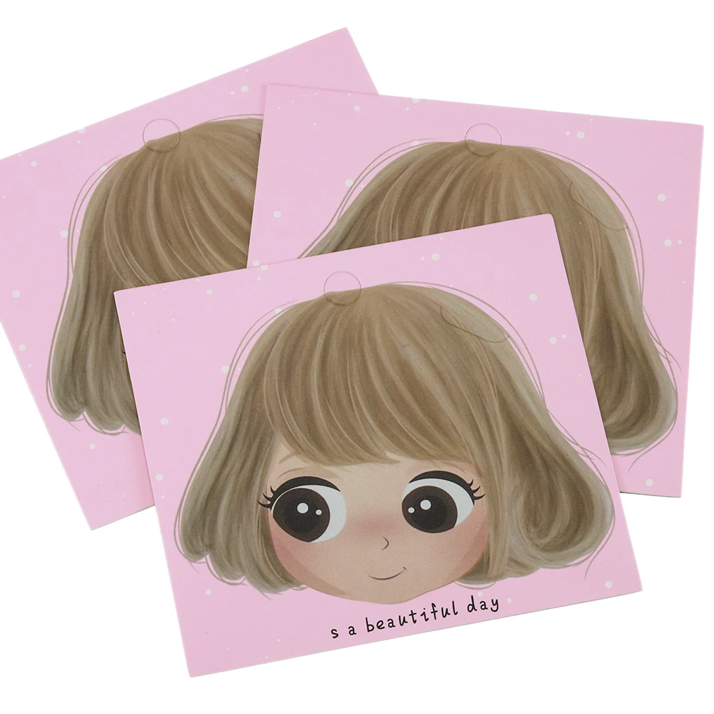 50pcs Cute Girls Barrettes Display Cards Hair Clips Packing Paper Card for DIY Hair Accessories Retail Price Tags Holder Labels
