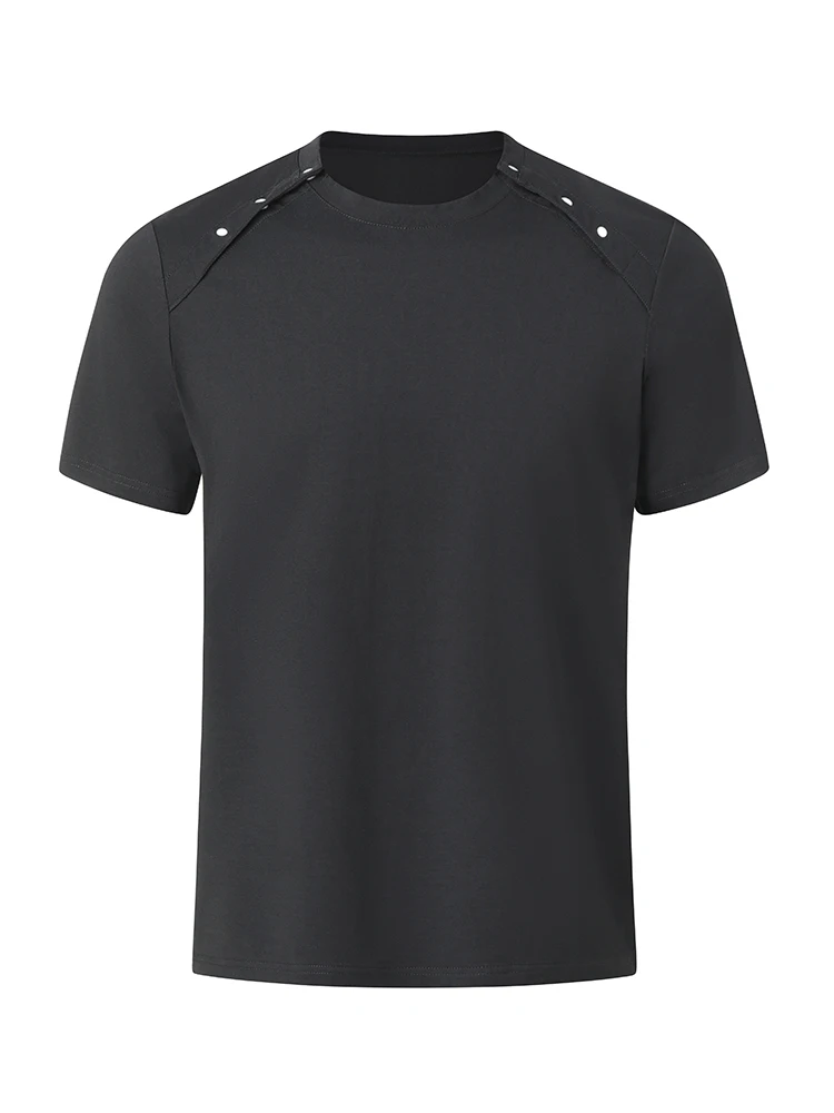 Kaos Lengan Pendek Pasca Operasi Uniseks dengan Kancing Jepret Depan, Kain Antimikroba Lembut untuk Pemulihan Bahu & Dada