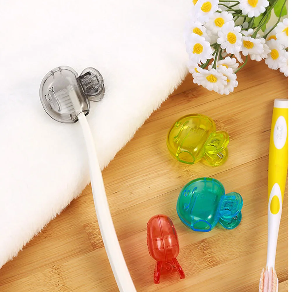 4PCS Portable Dustproof Toothbrush Cover For Travel Toothbrush Heads Protective Case Clip Transparent Toothbrush Protector