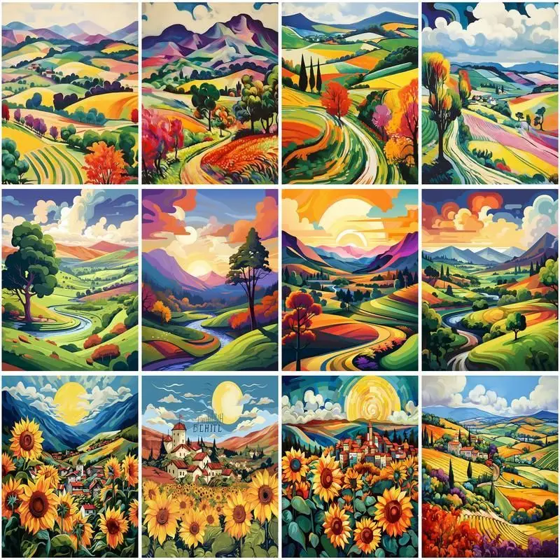 

GATYZTORY 5D DIY Diamond Painting Field Scenery Cross Stitch Diamond Embroidery Full Square Round Drill Gift Kit Home Decoratio