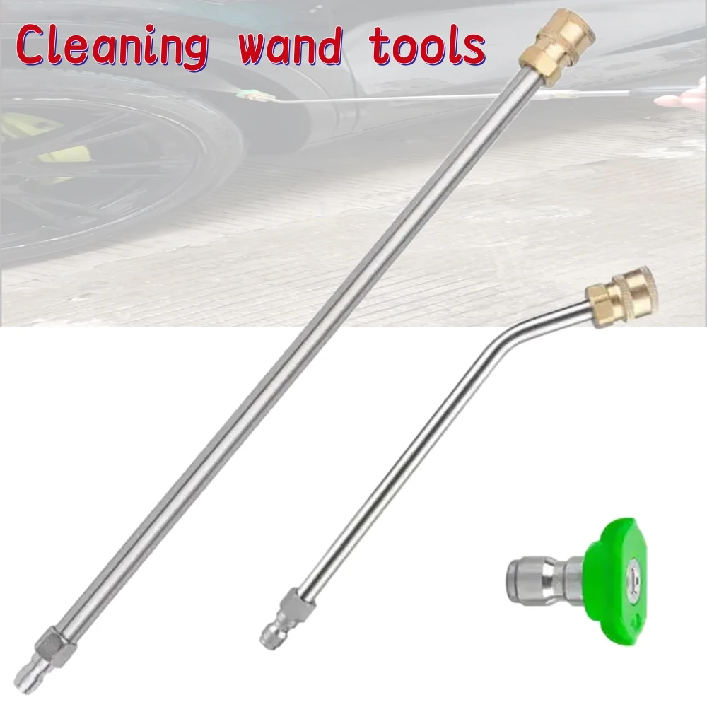 2-Piece Set Pressure Washer Extension Wands (Straight + Curved) with 1/4' Quick Connect for Wall/Roof/Car Cleaning