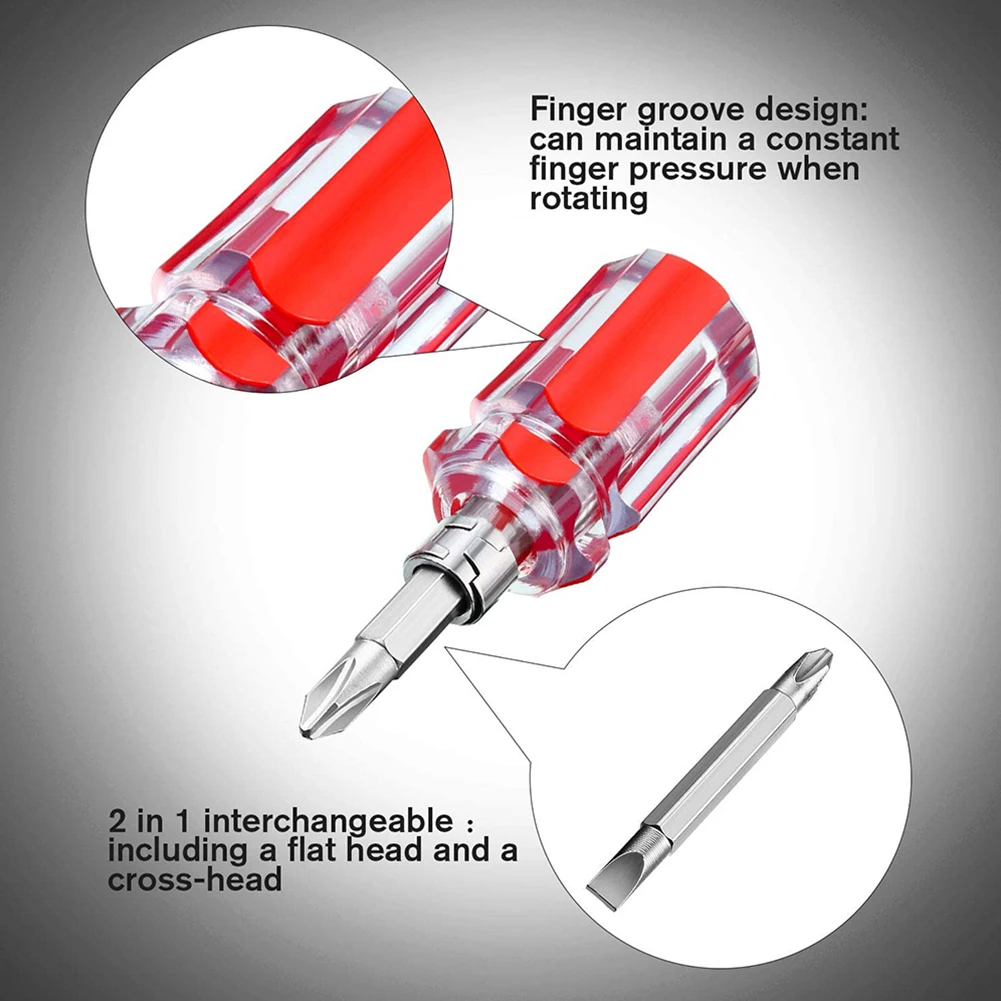 3Pcs Short Screwdriver Flat Head Cross-Head 2-in-1 Set For Narrow Spaces Repairing Sewing Machines Hand Tools