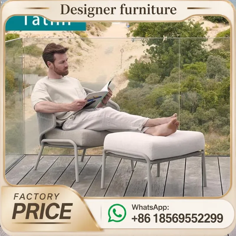 Outdoor Rope Weaving Sofa Set Waterproof Rattan Patio Furniture For Garden Balcony Villa Hotel Leisure All Weather