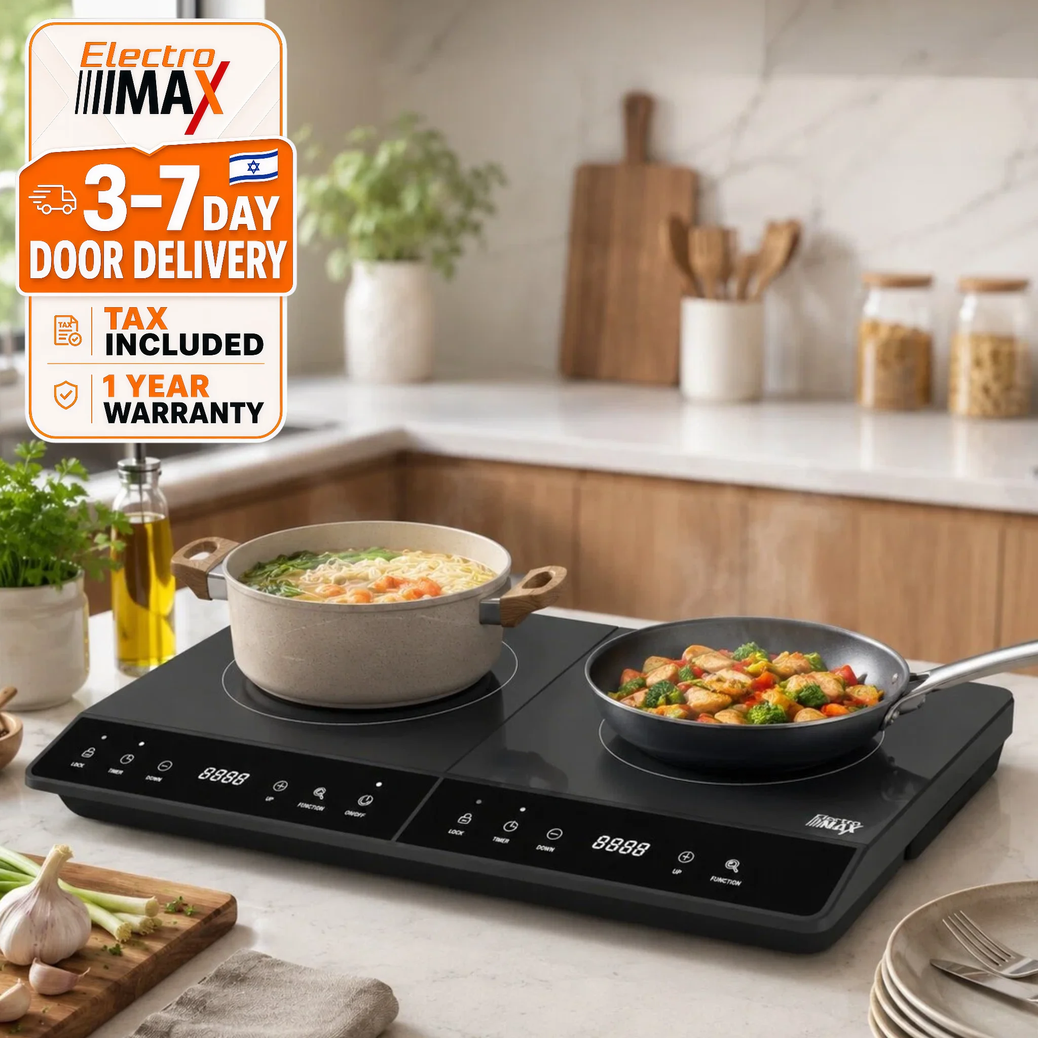 Electro Max 3500W Doppel-Induktionskochfeld, Doppelbrenner-Elektroherd, Kristallglas-Touchpanel mit Timer, tragbare Arbeitsplatte für Zuhause, Küche, Büro, Wohnung, Überhitzungsschutz, Kindersicherung - AliExpress 15