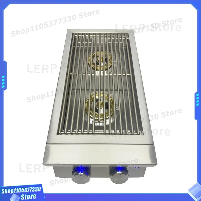 Double Sided Gas Burner Outdoor Kitchen BBQ Built-in Grill Cookware 2 Cabinet Burners Factory Wholesale for Camping Cooking