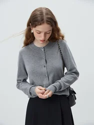 FSLE gilet cappotto Cardigan lavorato a maglia grigio tutto-fiammifero stile semplice per le donne abbigliamento autunno 2023 nuovo gilet vestito a due pezzi femminile