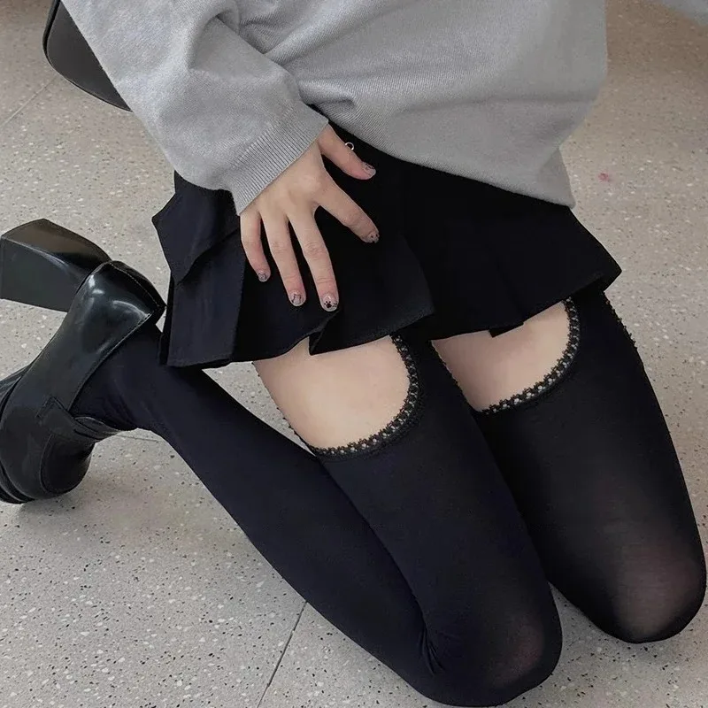 Women White Sexy Stockings with Belt Suspender Wide-banded Tights Lolita Thigh High Stockings with Garters Over The Knee Socks image 6