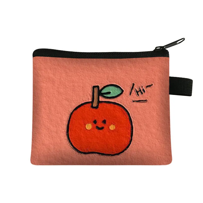 Cartoon Fruit Printed Zero Wallet Portable Card Bag Coin Key Storage Bag Custom Drawing Coin Purse Mini Bag