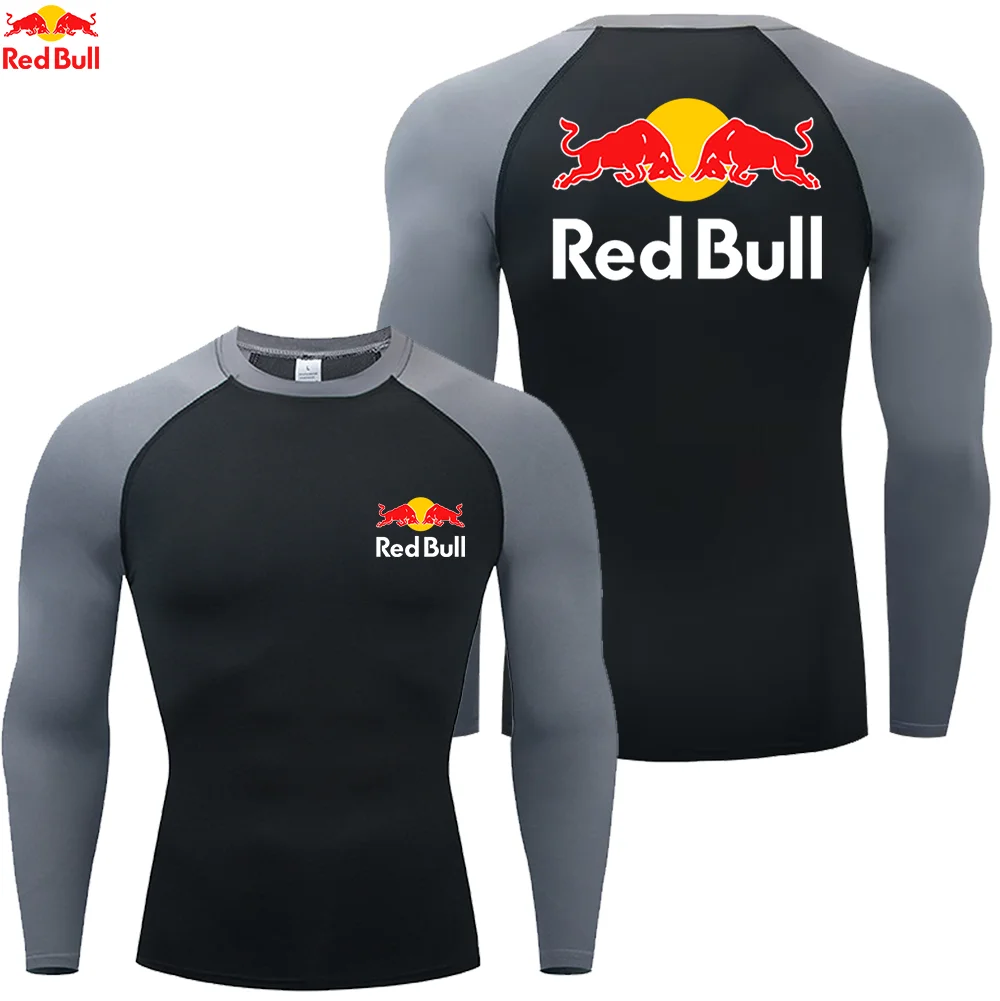 قمصان مضغوطة مطبوعة على شكل ريد بول للرجال، قمصان داخلية للتمارين الرياضية واللياقة البدنية بأكمام قصيرة، تي شيرت رياضي سريع الجفاف، ملابس رياضية علوية #6