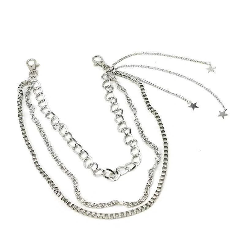 50LE Skirts Pants Chain Multi Layer Chains Pendant Charm Waist Chain for Teenagers