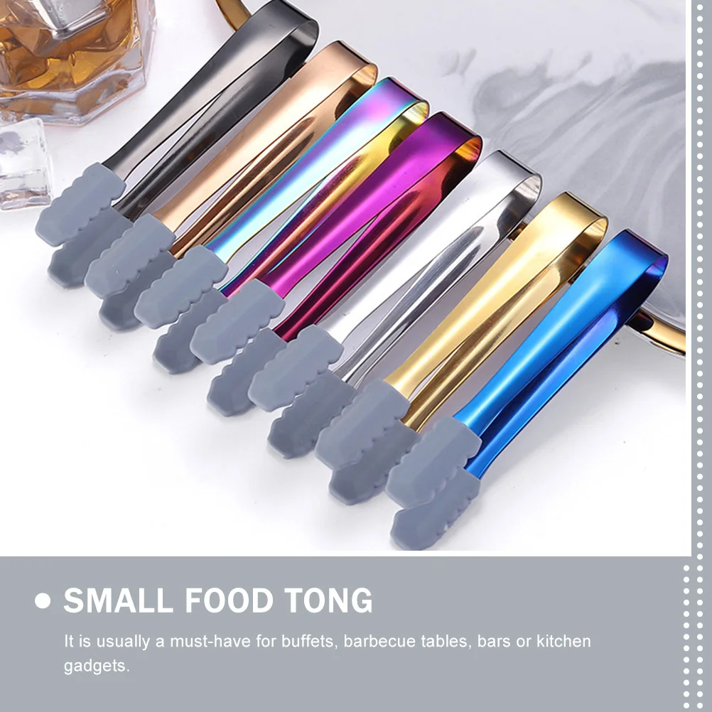 

2Pcs Ice Cube Tong Stainless Steel Silicone Head Food Clip Multi-Use Mini Tong for Coffee Bar Kitchen Ice Cube Clip