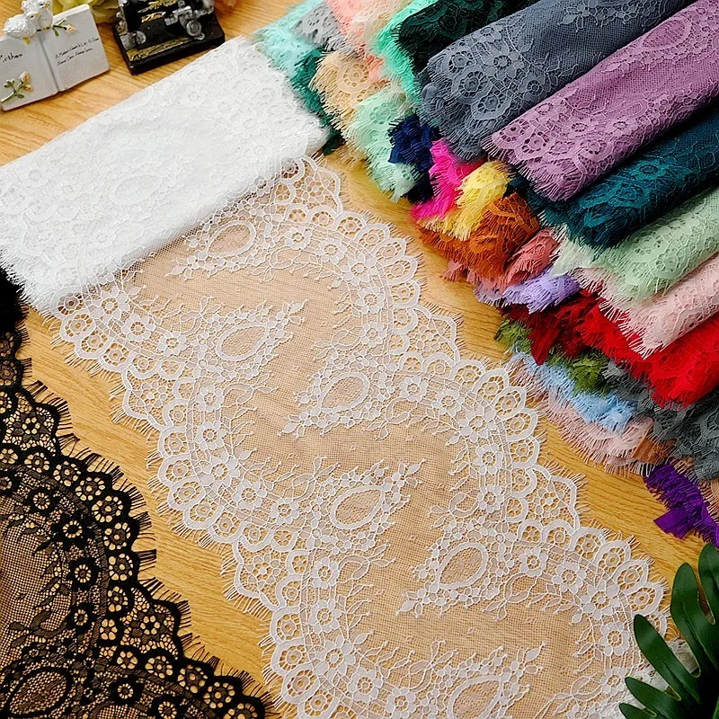 

3M X 25CM, New Multi-color Exquisite Eyelash Lace Decal Fabric Wedding Dress, Clothing Decoration Accessorie Handmade Materials