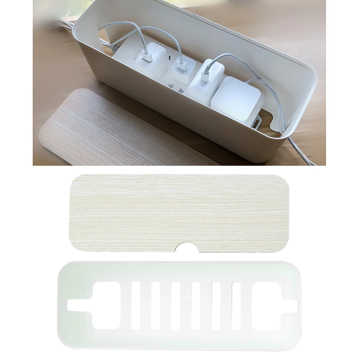 

1pc Socket Power Strip Storage Box 120X80X55Mm White Plastic Cable Management Holder For Wire Organizer Outlet Concealer
