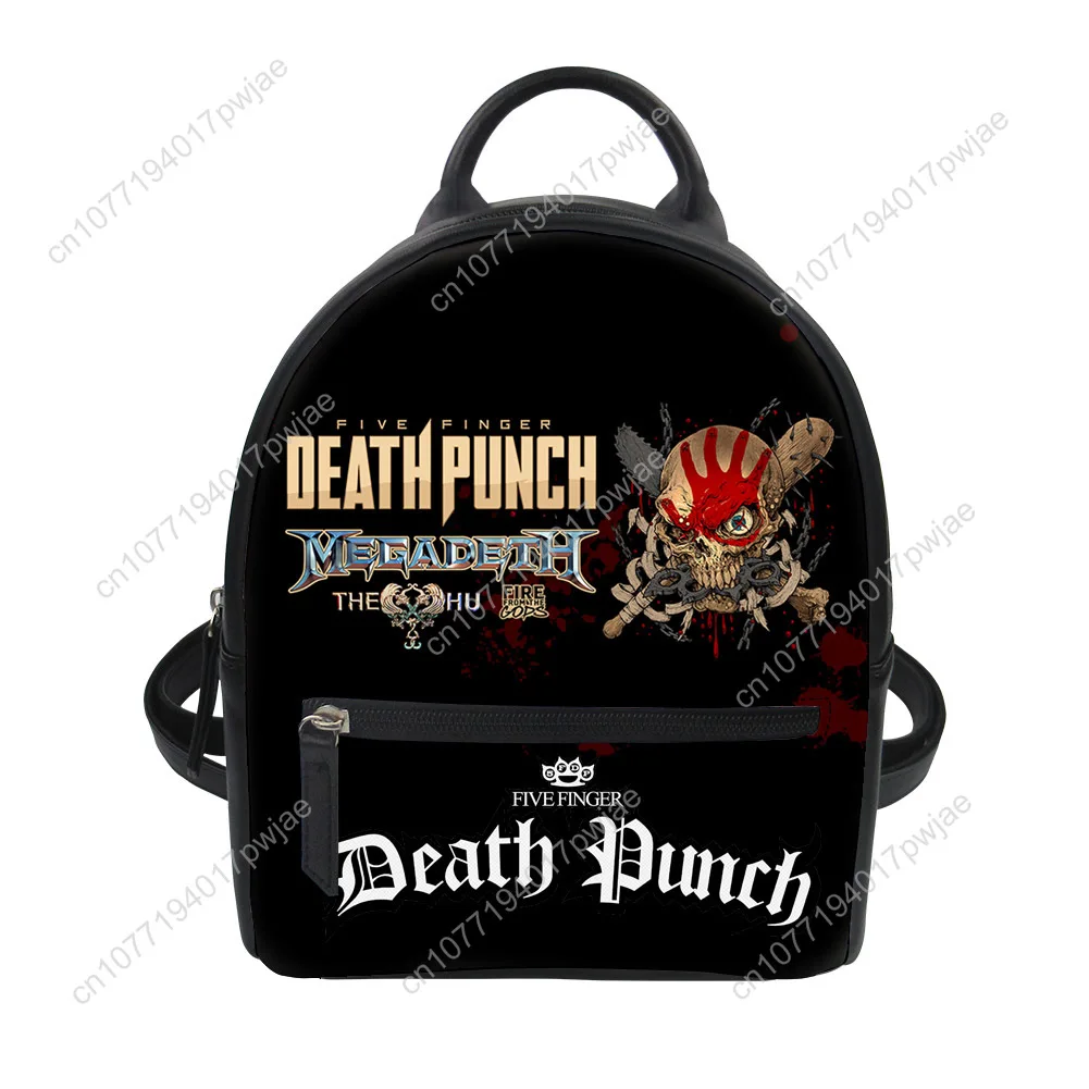 Five Finger Death Punch Band Custom Mini Small Backpack Purse Carter Schoolbag Double Shoulder Bag Mini Small Leather Travel Bag