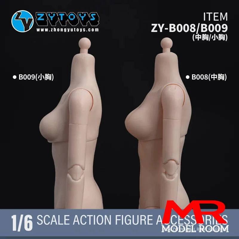 ZYTOYS ZY-B008 ZY-B009 1/6 Asian Female White Joint Body 12'' Small Medium Breast Action Figure Super Flexible Body Model