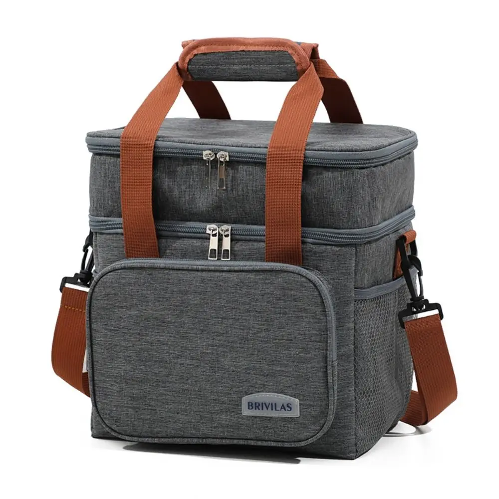 Portable Oxford Cloth Material Insulated Lunch Bag Waterproof Lining 10L Lunch Cooler Bag Double Deck Lunch Bag For Work