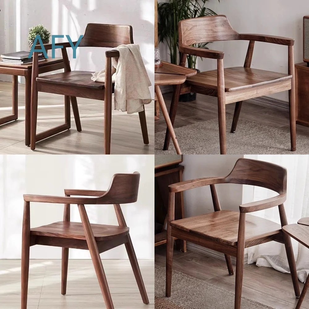 Nordic Solid Wood Dining Chair for Home Office Restaurant Conference Room Negotiation Space Simple Back Design Ash Wood