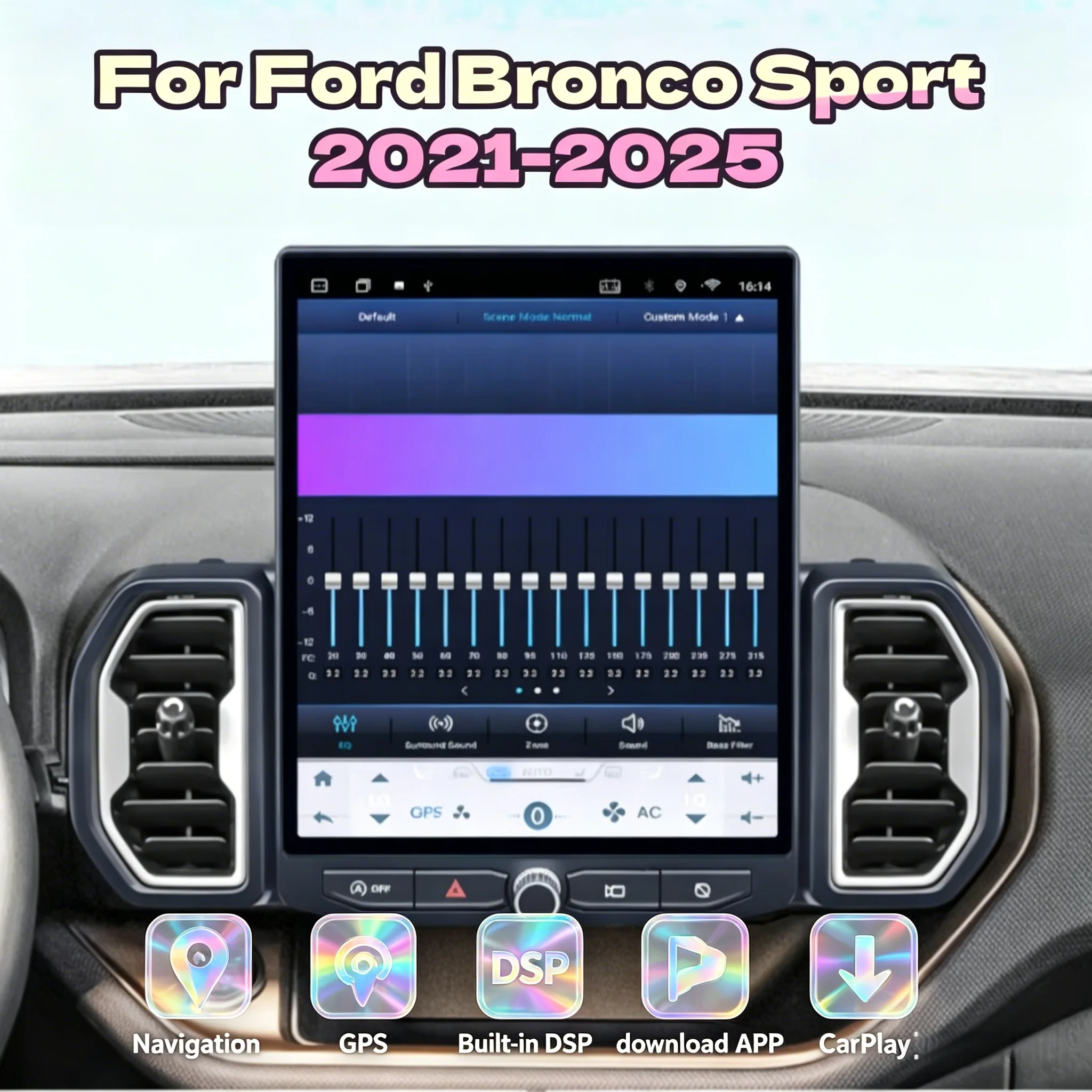 For Ford Bronco Sport 2021 2022 2023-2024 New Upgrade Vertical Screen Android Auto Carplay Car Radio Multimedia Player Head Unit