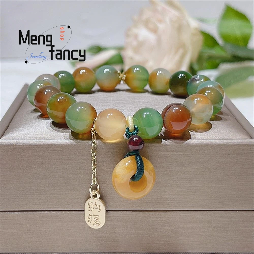 

Natural Ethnic Style Nafu Peacock Agate Bracelet Old Mine Topaz Peace Ring Simple Elegant High-grade Exquisite Fashion Jewelry