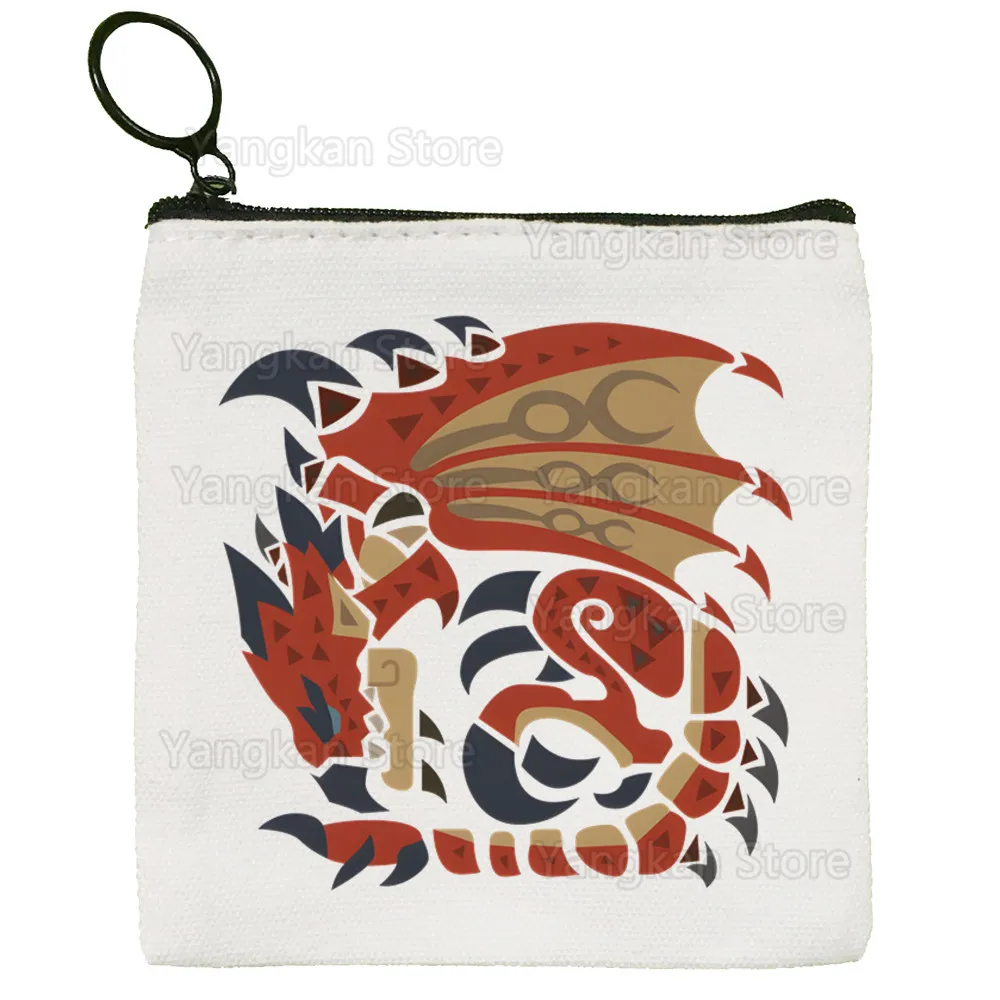 Monster Hunter Canvas Coin Purse Coin Purse Collection Canvas Bag Small Wallet Zipper Key Bag Hand Gift